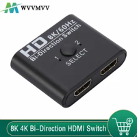 8K 60Hz Bi-Direction HDMI-compatible Switcher Splitter 4K 60Hz HDMI Switch 1x2/2x1 For PC Laptop Xbox PS3/4 to Monitor Projector
