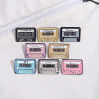 8 Pcs Vintage Magnetic Tape Radio Brooch Creative Clothing Accessories Lapel Pin Fashion Metal Badge Gifts for Women