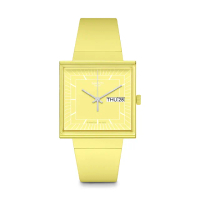 【SWATCH】Gent 原創系列手錶 WHAT IF…LEMON? 生物陶瓷 方形錶 萊姆黃 男錶 女錶 手錶 瑞士錶 錶(34mm)