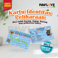 PAWLOVE Kartu Identitas Kucing KTP Peliharaan ID Card PVC Custom dengan QR Code Bisa Scan Anti Air B