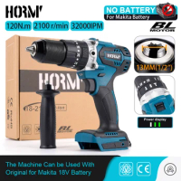 Cordless Electric Brushless Impact Drill 13mm Handle Screwdriver Drill No Battery Power Tool For Makita 18V Battery Compatible