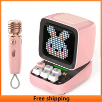New MIC Pixel Bluetooth Speaker Creative Alarm Clock Wireless with Microphone Subwoofer Speaker Bluetooth 5.0 Wireless Speaker