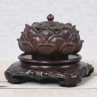 Multifunctional Carved Pattern Wood Base Incense Burner Pedestal Zen Buddha Statue Table Flower Pot Shelves Crafts Display Stand