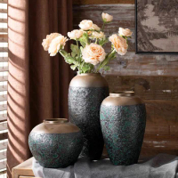 Jingdezhen Vase Ceramics Retro Chinese Style Home Decor Countertop Vase Hydroponic Fresh Flowers Tabletop