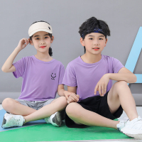 ICK Shop 2024 เสื้อยืดแขนสั้นเด็กฤดูร้อน ผ้าตาข่ายระบายอากาศสำหรับเด็กโต เสื้อสเวตเตอร์สีพื้นหลวมและ