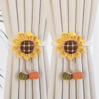 Creative Curtain Flower Tiebacks Cute Pair Adjustable Sheer Curtain Gather Bedroom Drawstring Storag