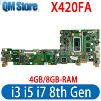 X420FA Mainboard CPU I3 I5 I7 8th Gen For ASUS Vivobook 14 X420 F420FA A420FA X420F Laptop Motherboard 4GB/8GB-RAM MAIN BOARD