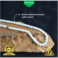 Kalung Kesehatan Batu Akik Giok Putih ASLI Natural untuk Pria Wanita Cowok Cewek Keren Aesthetic