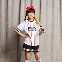 FILA KIDS x Rakuten 樂天聯名 男童/女童 短袖球衣-白色 1TEZ-4604-WT