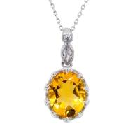 【BRILLMOND JEWELRY】天然水晶 2克拉 925銀 皇冠墜(2克拉天然黃水晶)