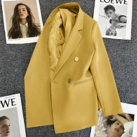 Office Lady Elegant Single Button Blazer For Women 2023 Autumn Long Sleeve Slim Stylish Jackets Winter Casual Chic Tops Coats