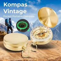 Kaozelo Kompas Vintage Pocket Portable Compass Luminous Light Copper - G50F - Gold