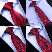 紅色手打款領帶男正裝商務潮領帶男士結婚新郎婚禮領帶韓版禮盒裝