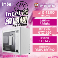 【hd數位3c】【Intel i5 繪圖專用主機】i5-13500/B760M/GTX 1650/16GB*2/1TB/650W(58996)