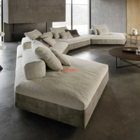 In 2022, the designer of the new Italian special-shaped fabric sofa and the large-sized circular arc-shaped color contrast.
