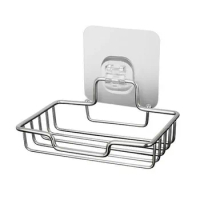 Stainless Steel Soap Dish Bathroom Seamless Adsorption Wall-mounted Soap Rack Bathroom Drain Soap Shelf
