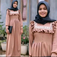 ILMIRA DRESS TERBARU Bahan Amoralin gamis muslim nyaman panjang renda wanita maxi syari