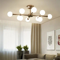 Nordic Magic Bean Bedroom Led Ceiling Lights Art Retro Brass Molecule Living Room Ceiling Lighting Fixtures Free Shipping
