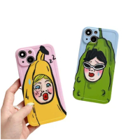 Funny Cartoon Balsam Pear Banana Couple Phone Case For iPhone 15 14 13 12 Pro Max Full Cover