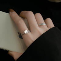Z小姐 招財貓戒指女設計小眾純銀戒指女時尚個性戒指2022年新款潮