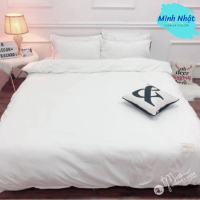 Bộ chăn ga gối khách sạn Cotton Tici trắng cao cấp - Vỏ chăn 2mx2m2, ga giường bo chun, 2 vỏ gối nằm