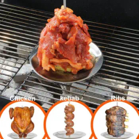 Al Pastor Skewer Vertical Skewer for Tacos Kebabs with 2 Removable Spikes 8 Inch Shawarma Rack Moisture-retaining Grill Pan BBQ