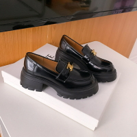 厚底樂福鞋女真皮單鞋粗跟高跟女鞋軟面金屬扣英倫學院春秋小皮鞋