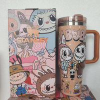 Stanley· แรบบู 40OZ แก้วน้ำสแตนเลสรูปการ์ตูนความสวยงามสูงรุ่นใหม่ labubu ถ้วยหลอดดูด