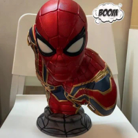 38cm Marvel Lron Armor Spider Man Figure Hero Expedition Movie Spider Man Bust Figurine Gk Model Statue Decor Boys Kid Gift