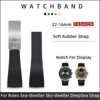 22mm Flat End Universal Watch Band Soft Rubber Watchband For Rolex Strap For Sea-Dweller Sky Dweller Tudor Huwei Tissot Bracelet