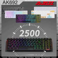 AJAZZ AK692 Mechanical Keyboard Wireless Hot Swap Three-mode 2.4G USB Bluetooth 69 Keys RGB Customization PC Gaming Keyboard