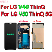 Original AMOLED LCD For LG V50 ThinQ 5G LCD Display Touch Screen Digitizer Assembly Frame For LG V40 ThinQ LCD Replacement