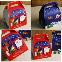 【嚴選現貨】聖誕老人與麋鹿 手提蛋糕盒  聖誕節糖果盒  聖誕節馬芬盒 聖誕節  聖誕節包裝盒 聖誕節包裝袋