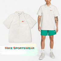 Nike Polo衫 NSW Overshirt 男款 白 紅 翻領 復古 休閒 襯衫 工裝 DM5284-030
