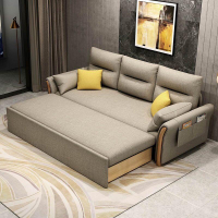 【新店鉅惠】限時優惠：簡約實木沙發床 兩用可折疊客廳雙人坐臥多功能 可儲物網紅小戶型