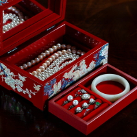 首飾盒 收納盒 螺鈿漆器飾品首飾盒 木質收納盒 天然貝殼雕花中國風 全館免運