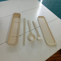 Alat makan jerami souvenir set sendok garpu sumpit /pcs