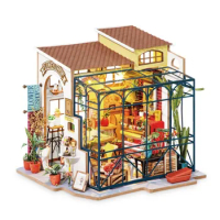 DIY Emily's Flower Shop Doll House with Furniture Children Adult Miniature Dollhouse Wooden Kits Toy DG145