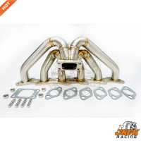 JKVK RACING SS304 3mm thick steam pipe 240sx S13 S14 R31 R32 RB20DET Top Mount Manifold T3 Flange With 44mm V band Wastegate