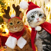 寵物圣誕節裝飾狗狗貓貓衣服休閒服裝斗篷搞怪披風頭飾網紅發箍 交換禮物