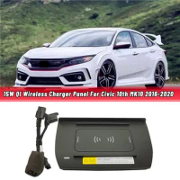 15W for Qi Wireless Charging Phone Charger Fast Charging Plate Panel Storage Box for Honda Civic 10Th MK10 2016-2020 CNIM Hot