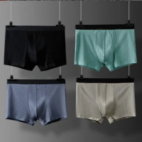 4PCS Fashion Men Cotton Boxer Shorts Summer Underwear Brief New Arrivals