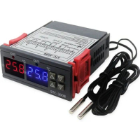 Electronic STC-3008 Thermostat Intelligent NTC Sensor Plastic -55℃ To +120℃ 10A240VAC 75x85x35mm Digital Display