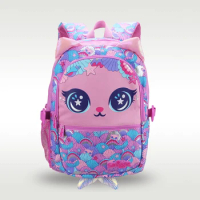 Australia Smiggle Original Children's Schoolbag Girl Backpack Rose Red Shell Cat Kawaii Learning Stationery 7-12 Years 16 Inch