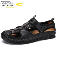 Camel Active 2019 New Men's Shoes Genuine Leather Sandals Men Natural Cowhide Leather Casual Shoes Beach Outdoor Non-slip Shoes