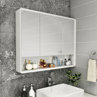 浴室鏡櫃 橡木浴室鏡櫃挂牆式衛生間鏡子帶置物架洗漱台收納櫃實木儲物單獨 快速出貨