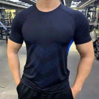 New Summer compression Breathable Short Sleeve Men Running Fitness Tshirt elastic Quick Dry Sports Bodybuilding Training Shirts