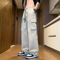 (COD) 2026 Summer Thin Pants Men's Cargo Pants Trendy Loose Straight Ice Silk Wide-Leg Tactical Pant