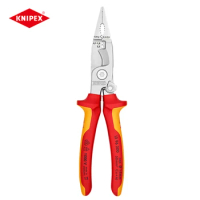 KNIPEX 13 96 200 Insulated Electrical Installation Pliers VDE-Tested with Opening Spring,Cutting,Crimping Stripping Functions