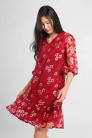 MINIMAL - Claus - Floral Lace Dress - Red S
